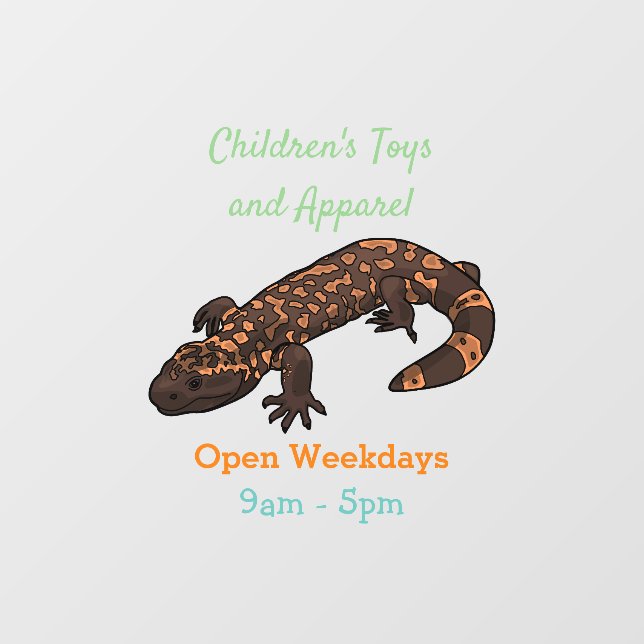 Gila monster cartoon illustration window cling (Sheet)