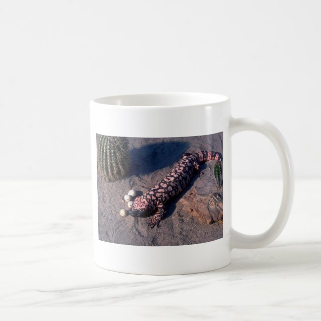 Gila Monster Lizard eating Desert Quail eggs Coffee Mug (Right)