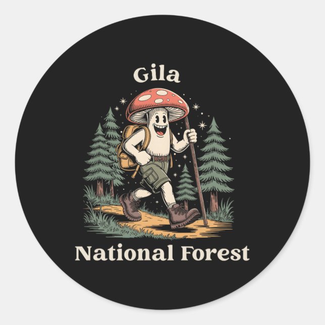 Gila National Forest New Mexico Hiking Mushroom Va Classic Round Sticker (Front)