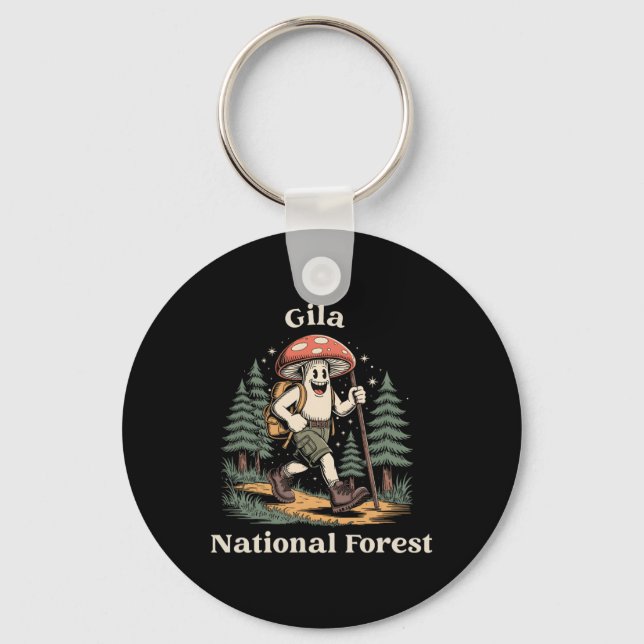 Gila National Forest New Mexico Hiking Mushroom Va Key Ring (Front)