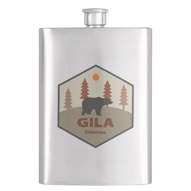 Gila Wilderness New Mexico Bear Hip Flask (Front)