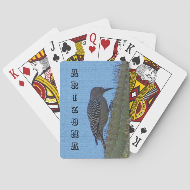 Gila Woodpecker On Saguaro Cactus Arizona Nature Playing Cards (Back)