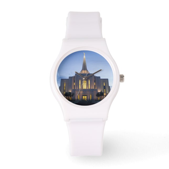 Gilbert Arizona LDS Temple White Silicon Watch (Front)