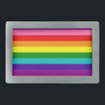 Gilbert Baker Gay Pride Flag Rainbow Stripes Belt Buckle<br><div class="desc">Pride stripes including original pink,  that baker included; you can adjust the scale,  placement and rotation of the stripe</div>