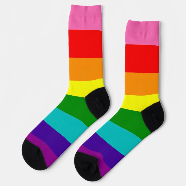 Gilbert Baker Pride Rainbow Striped LGBT Socks (Left)