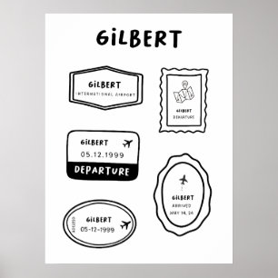 Gilbert - Travel Stamp Collection Vintage Design Poster