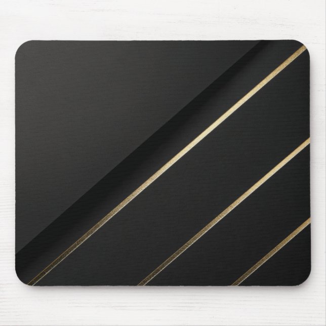 Gilded Alignment — Minimalist Black & Gold Mouse Mat (Front)