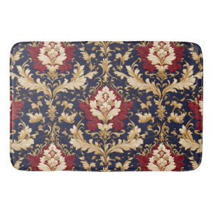 Gilded Art Nouveau Floral Damask Bath Mat