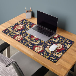 Gilded Art Nouveau Floral Damask Desk Mat
