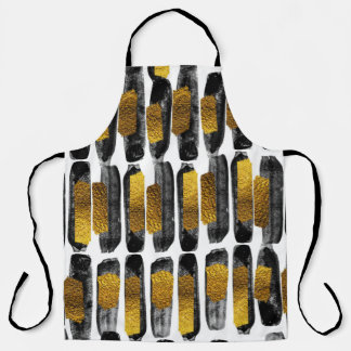 Gilded Artistry: Black & Gold Abstract Apron