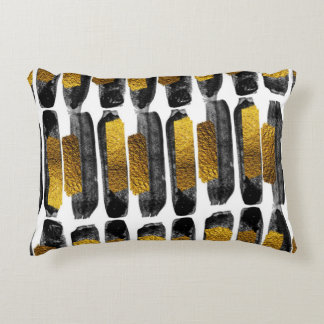Gilded Artistry: Black & Gold Abstract Decorative Cushion