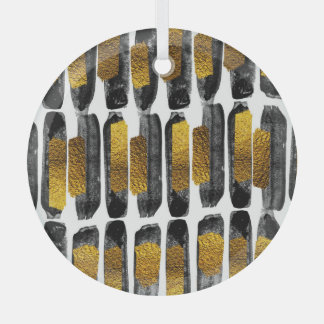 Gilded Artistry: Black & Gold Abstract Glass Tree Decoration