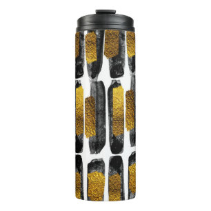 Gilded Artistry: Black & Gold Abstract Thermal Tumbler