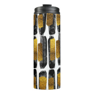 Gilded Artistry: Black & Gold Abstract Thermal Tumbler