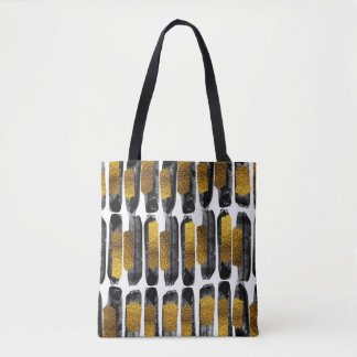 Gilded Artistry: Black & Gold Abstract Tote Bag
