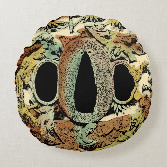 Gilded Asian Medallion by Vision Studio Round Cushion (Front)