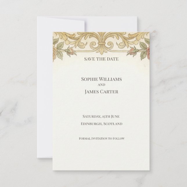 Gilded Baroque Save the Date Card (Front)