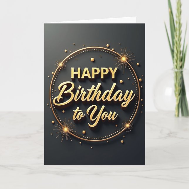 Gilded Birthday Script Card (Front)