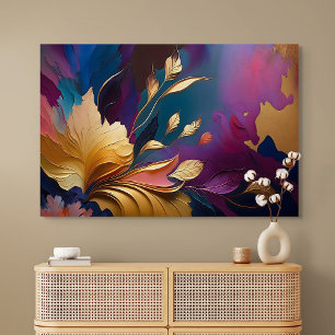 Gilded Bloom – Abstract Floral Composition Canvas Print