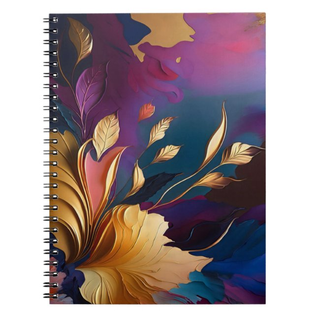 Gilded Bloom – Abstract Floral Composition Notebook (Front)