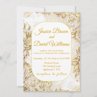 Gilded Bloom Classic Wedding Invitation