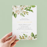 Gilded Blooms Baby Shower Foil Invitation<br><div class="desc">Affordable custom printed baby shower invitations with an elegant painted floral border in white, green and metallic gold foil accents. Personalise the template with your event details or use the design tools to customise the text, choose any background colours and edit the fonts to create your own unique girl baby...</div>