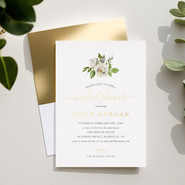 Gilded Blooms Bridal Shower Foil Invitation (Creator Uploaded)