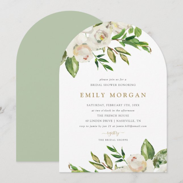 Gilded Blooms Bridal Shower Invitation (Front/Back)