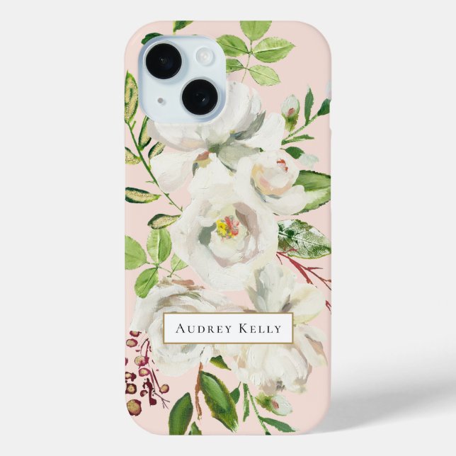 Gilded Blooms Custom Monogram | Blush Case-Mate iPhone Case (Back)