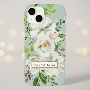 Gilded Blooms Custom Monogram   Mint Case-Mate iPhone 14 Case