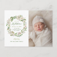 Gilded Blooms Photo Birth Announcement Postcard