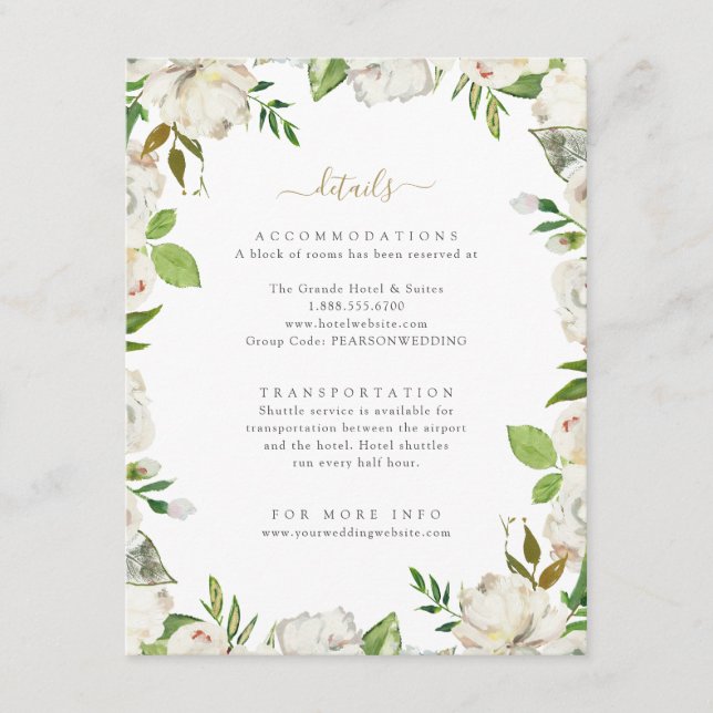 Gilded Blooms Wedding Details Enclosure Card (Front)