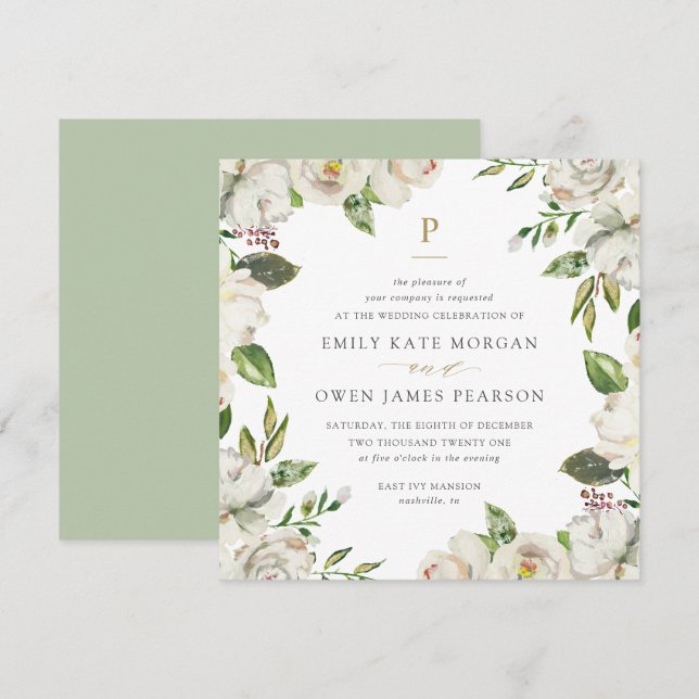 Gilded Blooms Wedding Invitation (Front/Back)
