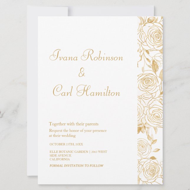 GILDED Blooms Wedding Invitation (Front)