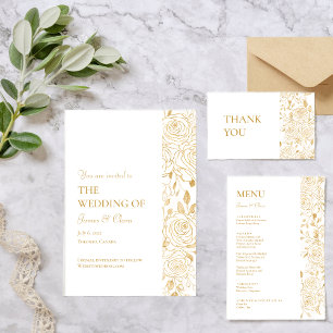 GILDED Blooms Wedding Invitation