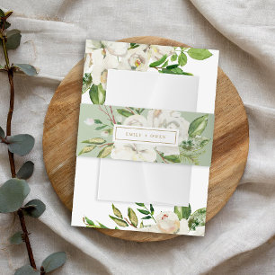Gilded Blooms Wedding Monogram Invitation Belly Band