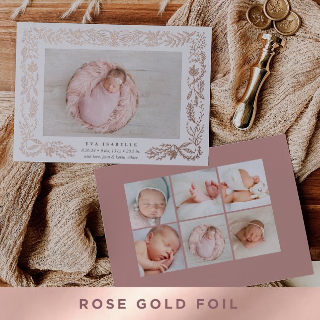 Gilded Branches Foil Birth Announcement (Creator Uploaded)