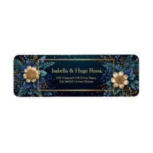 Gilded Bronze Botanical Midnight Address