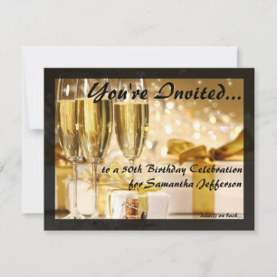 Gilded Bubbly 50th Birthday Party Invitation
