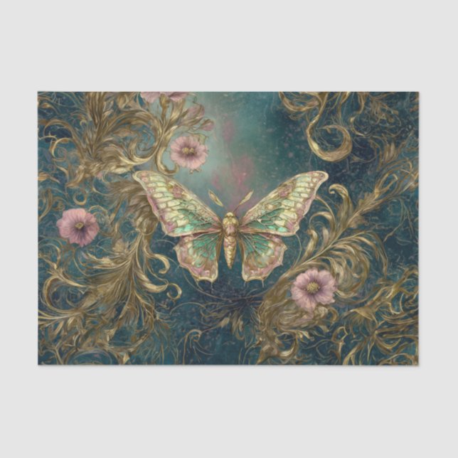 Gilded Butterfly Garden - Art Nouveau Garden Tissue Paper (Front)