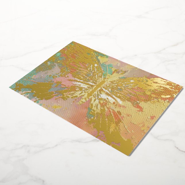 gilded butterfly, gold foil, purple pink blue card (Rotated)