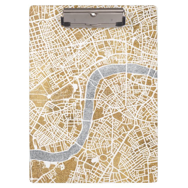 Gilded City Map Of London Clipboard (Front)