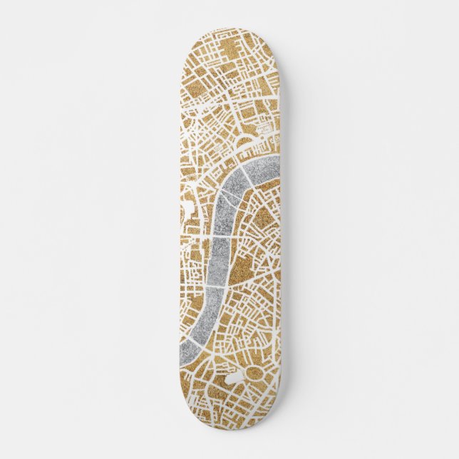 Gilded City Map Of London Skateboard (Front)