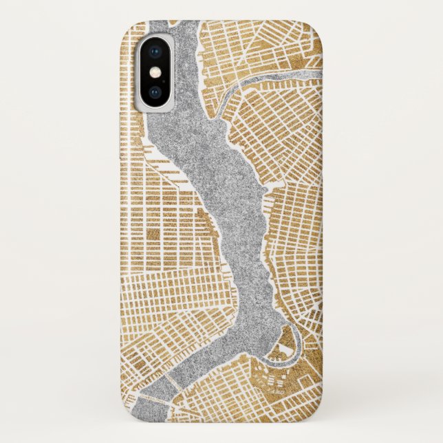Gilded City Map Of New York Case-Mate iPhone Case (Back)
