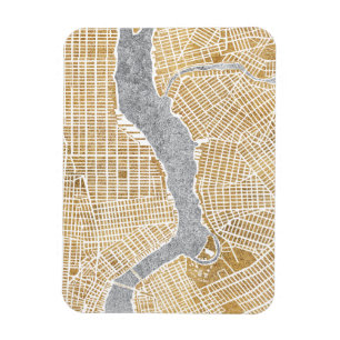 Gilded City Map Of New York Magnet