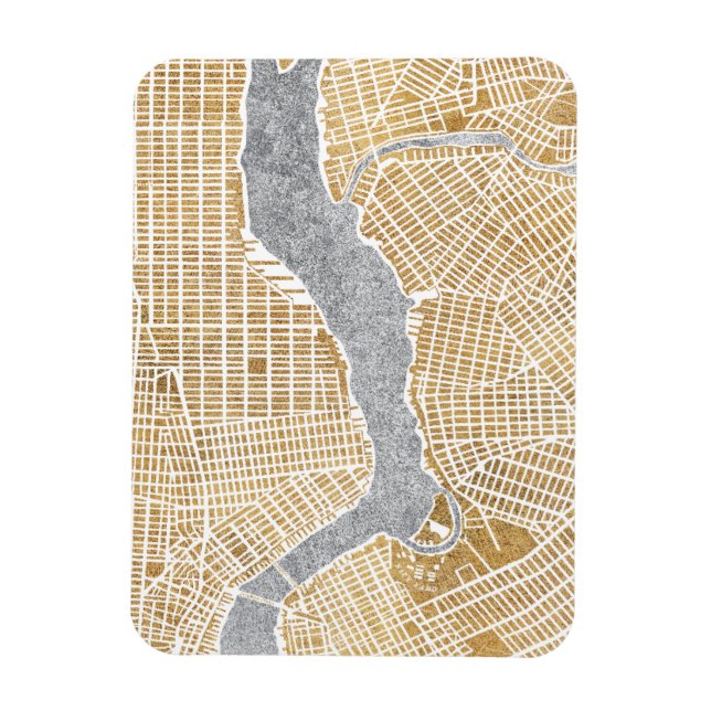 Gilded City Map Of New York Magnet (Vertical)