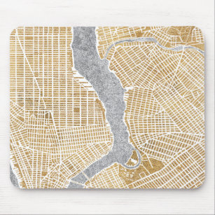Gilded City Map Of New York Mouse Mat