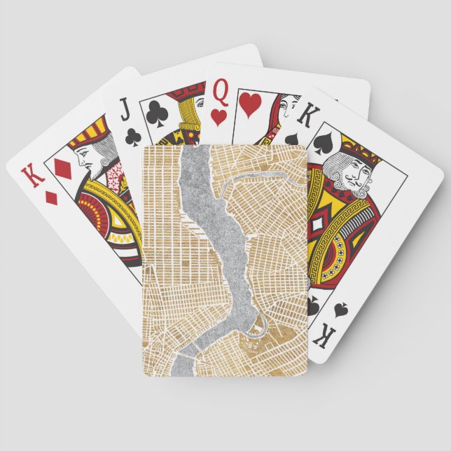 Gilded City Map Of New York Playing Cards (Back)