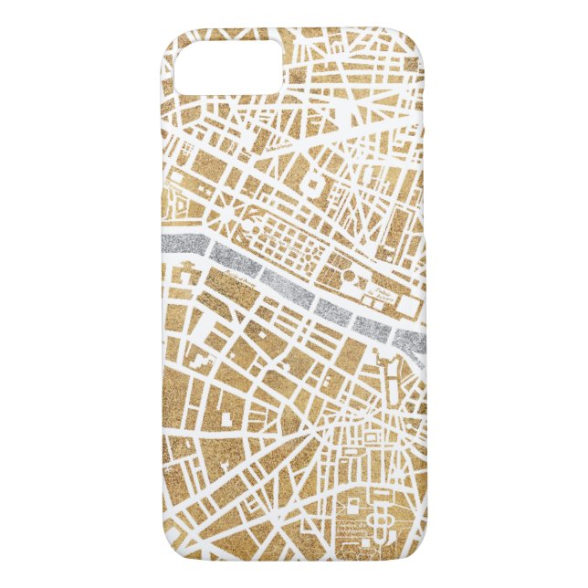 Gilded City Map Of Paris Case-Mate iPhone Case (Back)