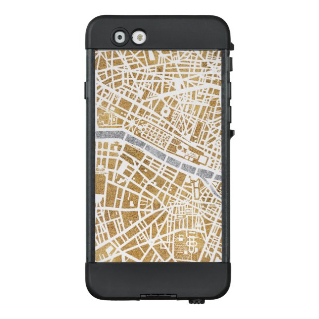 Gilded City Map Of Paris LifeProof iPhone Case (Back)